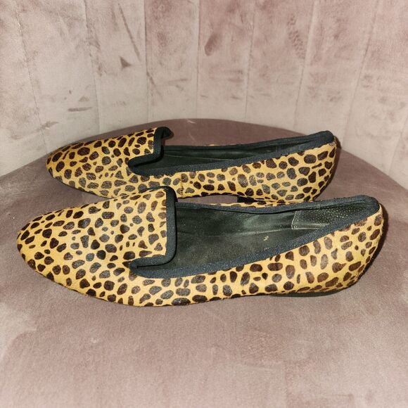 Womens Nine West Haydyn Round Toe Loafers Leopard Faux Suede Size 8M Brown - Picture 3 of 6